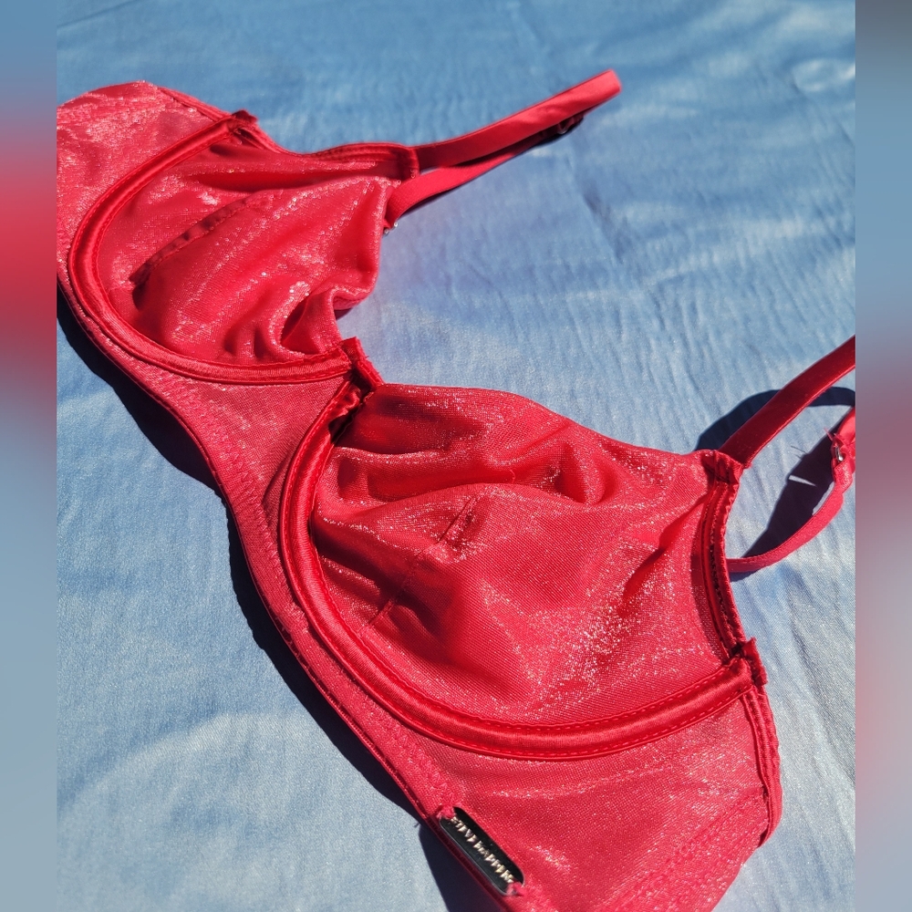 Steve Madden Unlined Shimmering Red Lingerie Bra 36B
